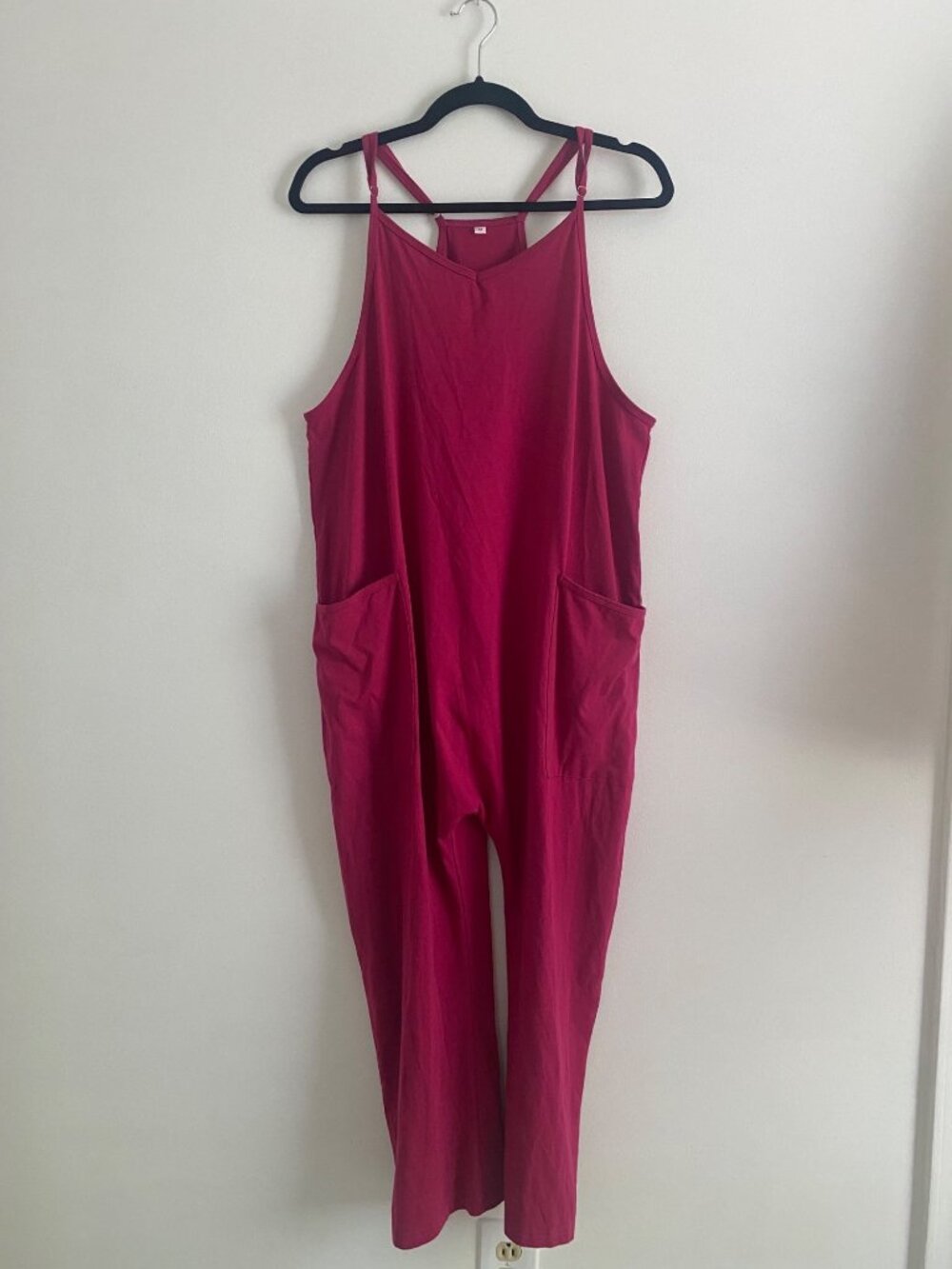 Sleeveless Magenta Onesie Jumpsuit With Pockets Women’s Size M